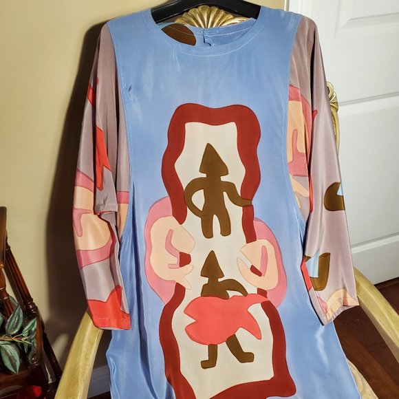 Mosswear Hand Painted Silk Dress – Size L - Picture 1 of 7